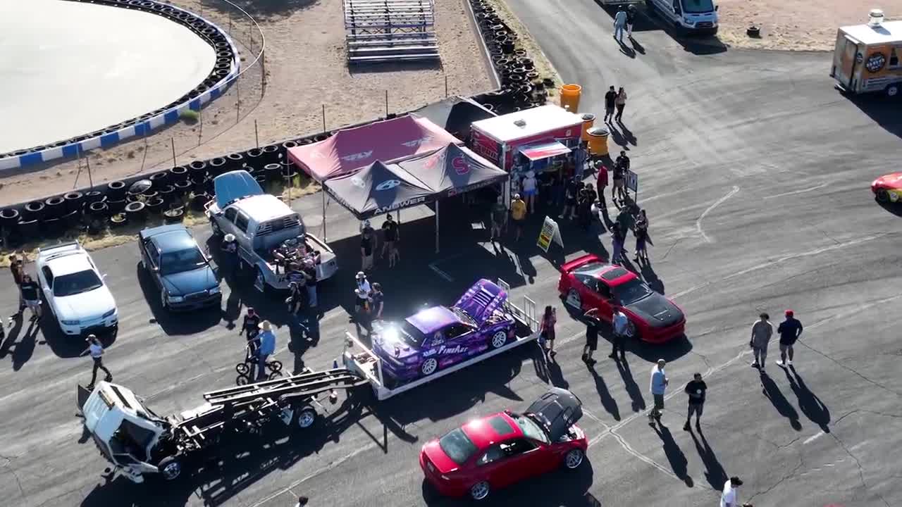 Aerial view of the Cars and Coffee morning
