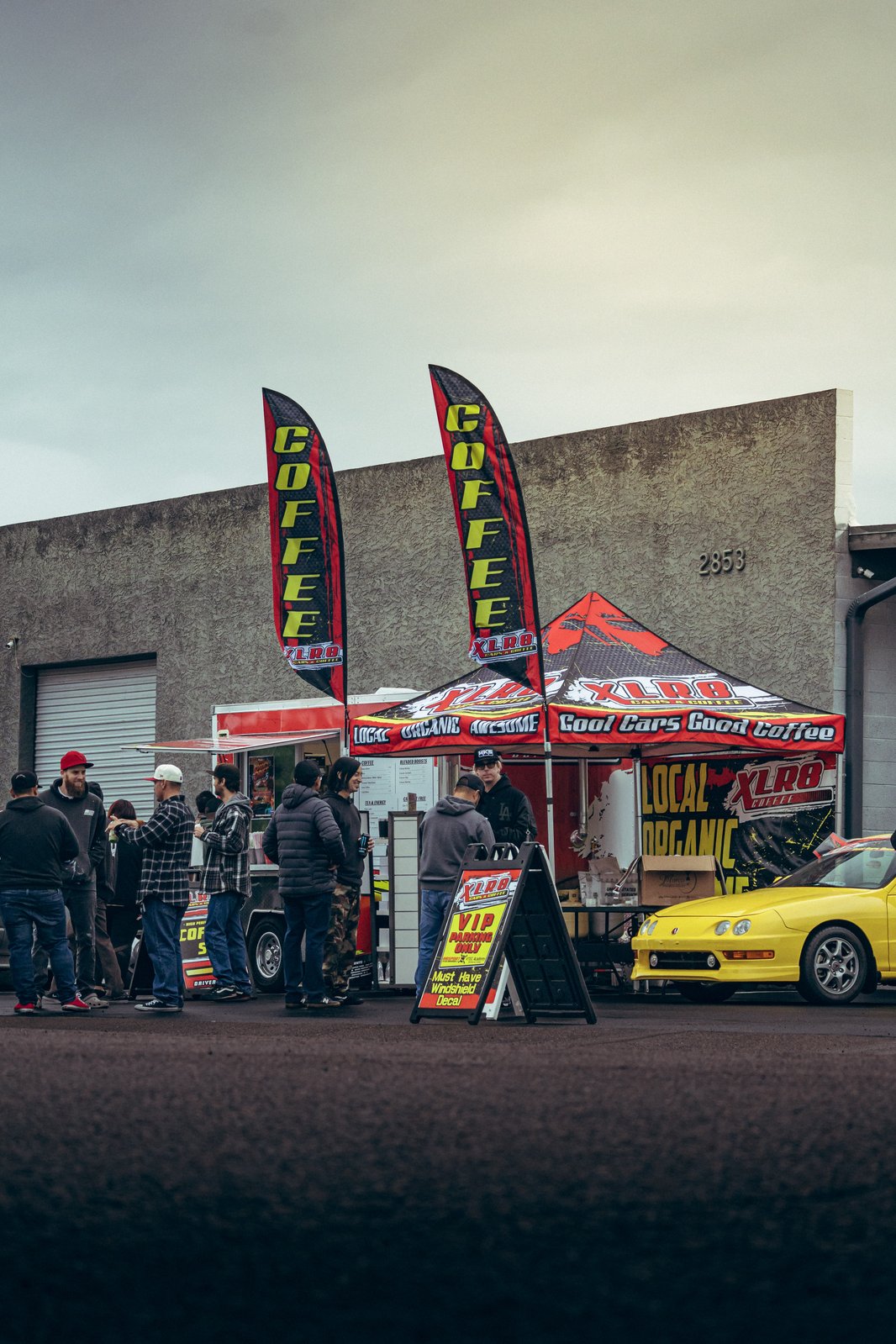 Cars and Coffee tent