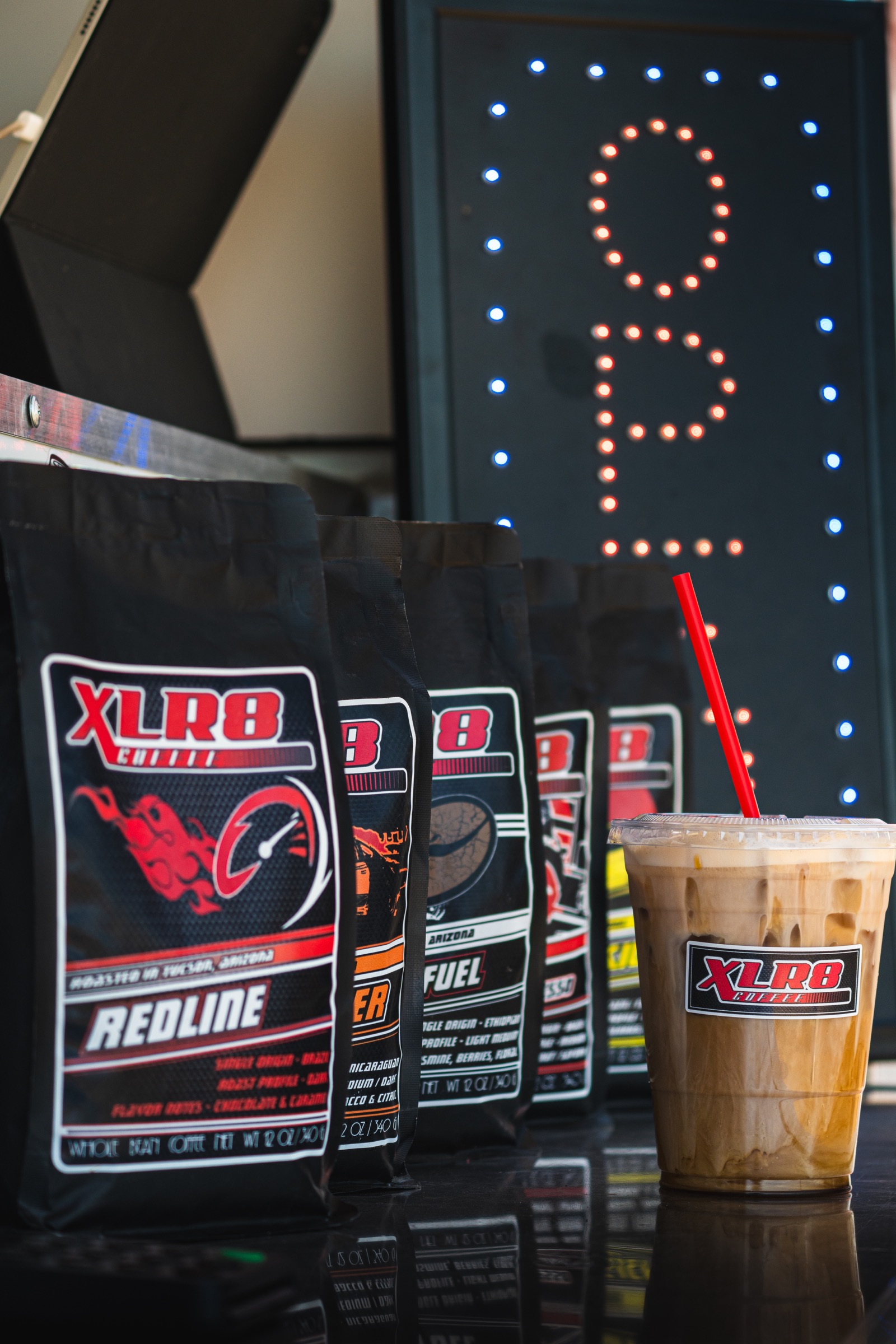 XLR8 Coffee bean bags lineup